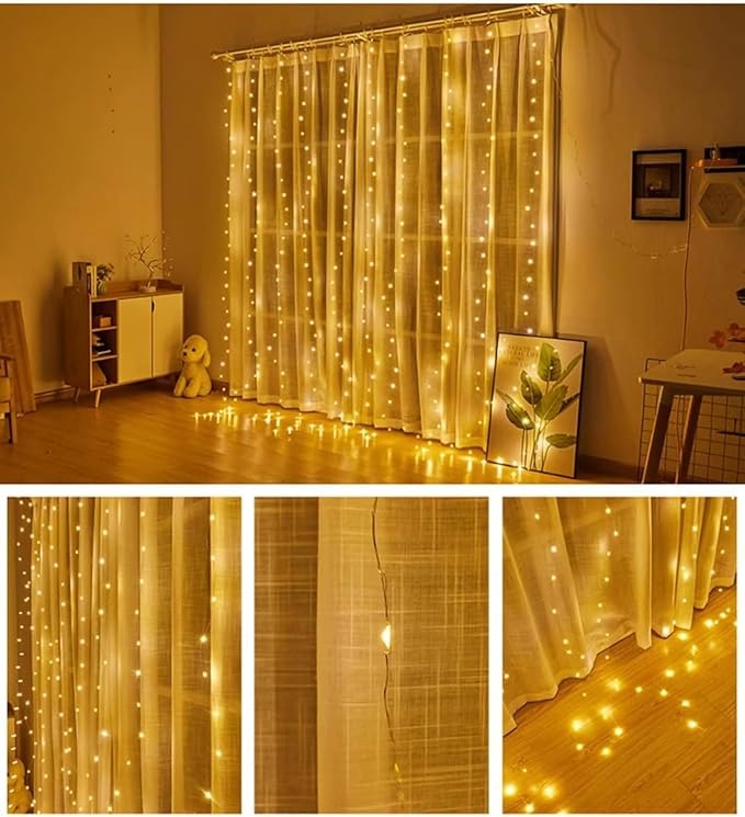 USB Powered LED Curtain String Warm White Light