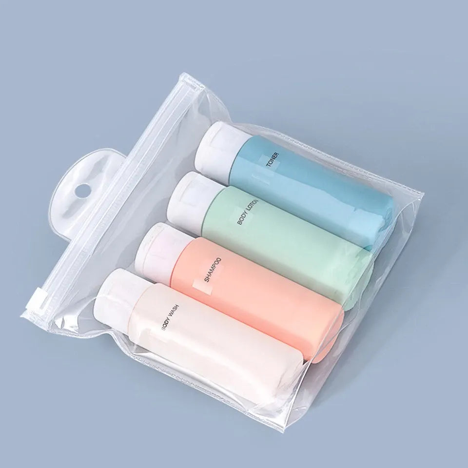 Travel Toiletry Bottles – 4 Pcs Silicone Travel Squeeze Bottles for Shampoo, Lotion, and Liquid Toiletries