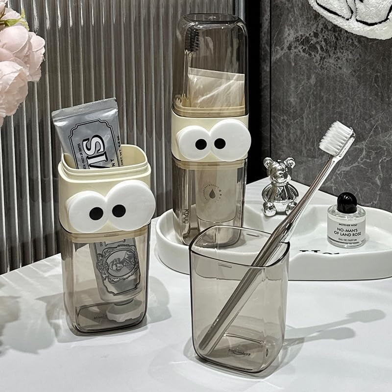 Transparent Toothbrush Case & Mouthwash Cup – Travel-Friendly 2-in-1 Set (1 Pc)