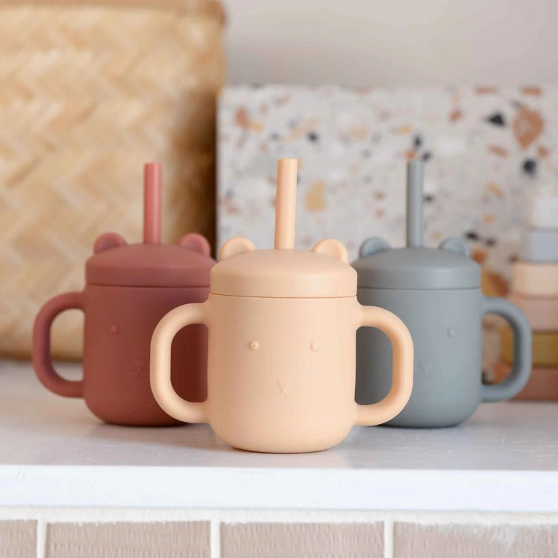 Silicone Baby Drinking Cup with Straw – BPA Free Sippy Cup (Random Color-Pack of 1 )