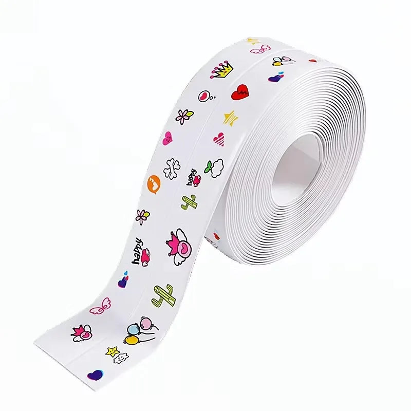 Self-Adhesive Waterproof Sealing Tape – Kitchen Sink, Bathroom Corner Gap Caulk (Oil-Proof) (Random Print)
