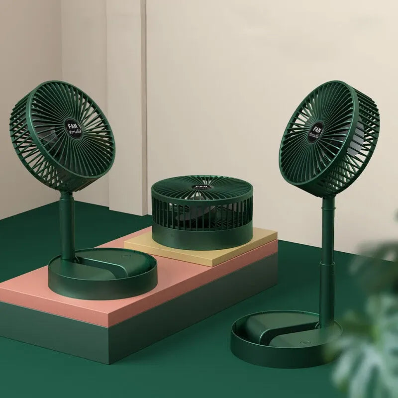 USB Rechargeable Telescopic Folding Fan, 3 speed Adjustable Folding Telescopic Table Fan for Office Desk Table Fan for Home kitchen