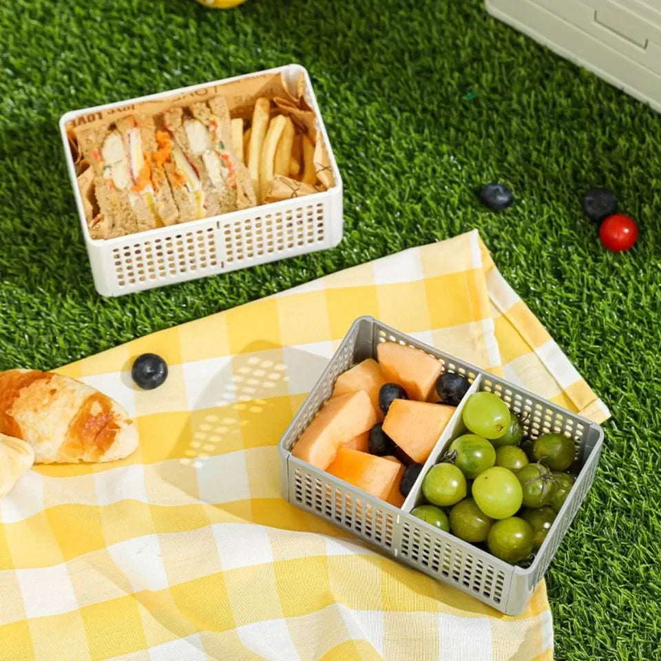 Portable Hollow Picnic Box – Food & Snack Container (Random Color-Pack of 1)