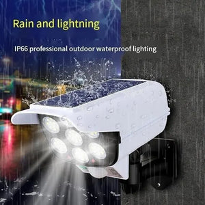 IP65 waterproof solar security light with PIR motion sensor and flashing red LED