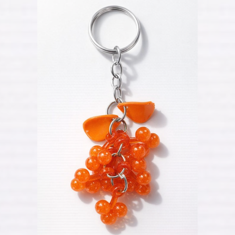 6 Pcs Plastic Grapes-Shaped Keychain – Cute Fruit Design Key Ring for Bags, Keys & Gifts