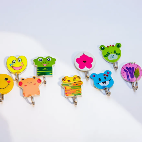 3 Pcs Cute Self Adhesive Sticky Hooks – Random Prints Wall Hooks for Keys, Towels & Home Organization