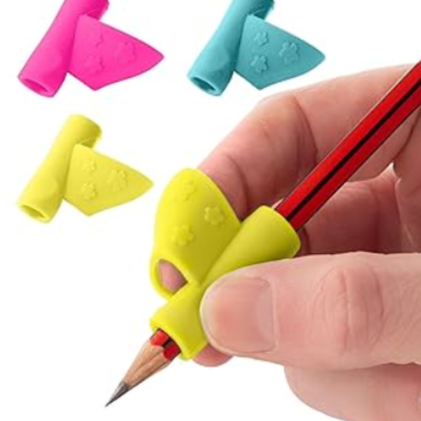 Silicone Pencil Grip Set – Ergonomic Writing Holder for Kids & Adults (Random color-Pack of 4 Pcs)