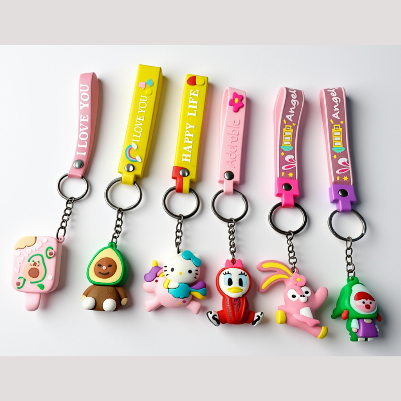 Adorable Silicone Keychain Combo – Cute Cartoon Keychain (Random Design- Pack of 1)