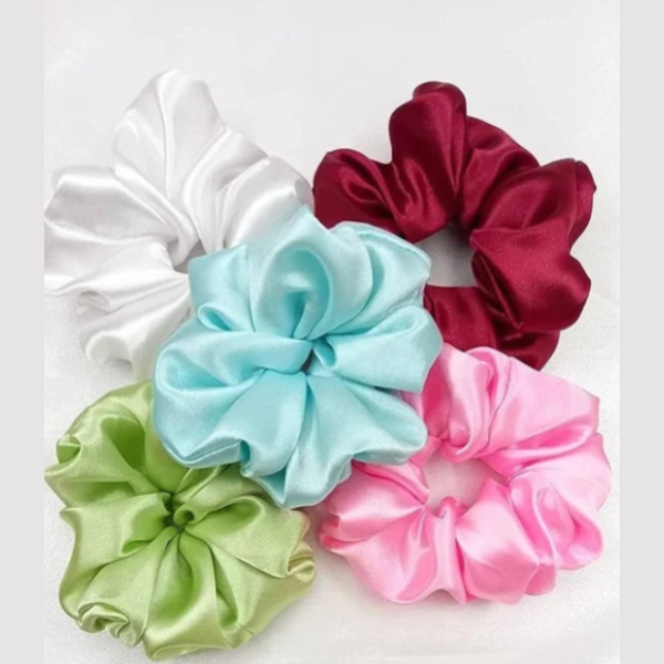 Large Satin Silk Scrunchie – 1 Pc Premium Hair Tie for Women (Random Colour)
