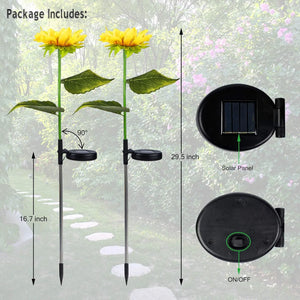 LED sunflower solar lights for patio, lawn, garden, and pathway lighting