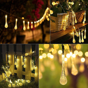 LED water drop string lights for garden and balcony home decor items
