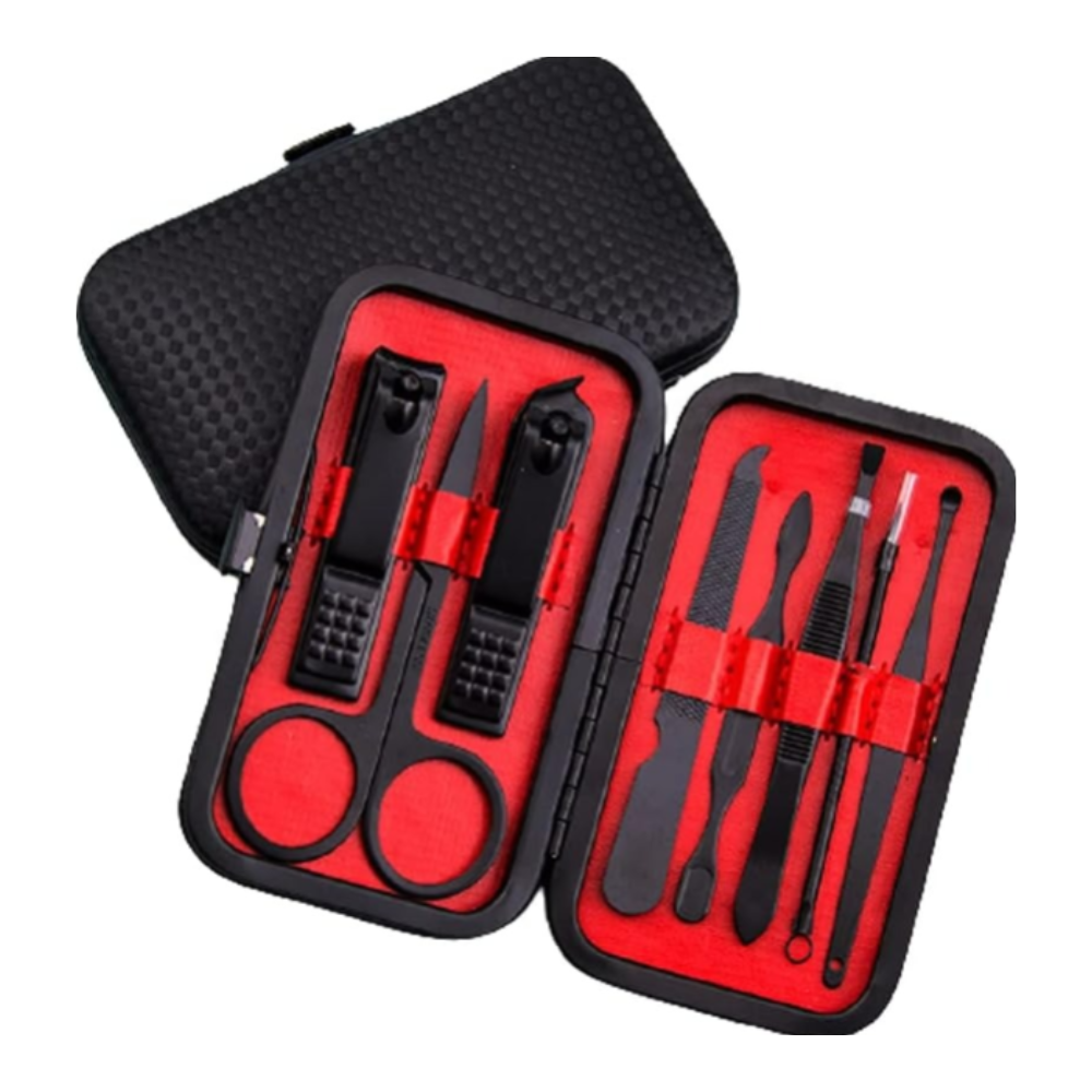 Compact 8 Pcs Nail Care Kit – Stainless Steel Manicure Pedicure Tools with Travel Pouch
