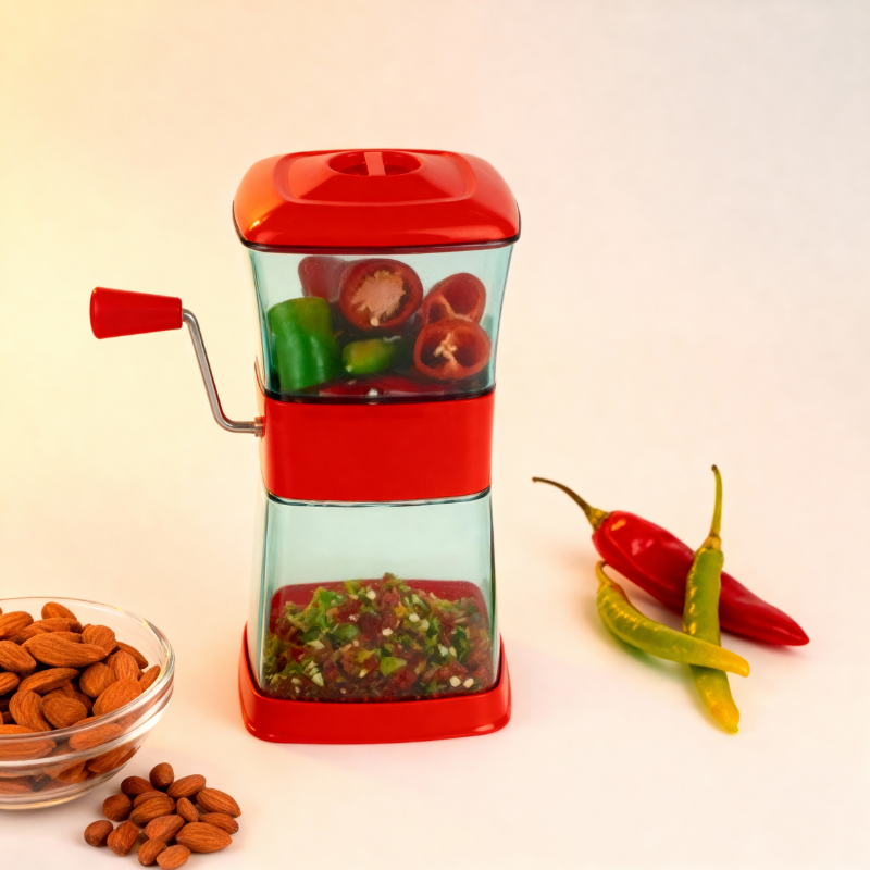 Plastic Dry Fruit & Vegetable Cutter – Multi-Purpose Chopper with Stainless Steel Blade for Onion, Chilli, Dry Fruits & Veggies (Random Color- Pack of 1)