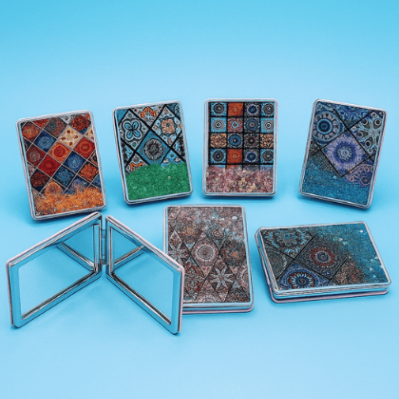 Flowing Sand Mini Mirror - Travel Mirror with Unique Design ( Pack of 1 )