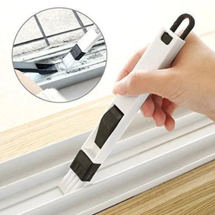 2-in-1 Multipurpose Mini Window Cleaning Brush with Dustpan – Compact Gap Cleaning Tool for Window Tracks, Keyboard & Corners (Pack of 3)