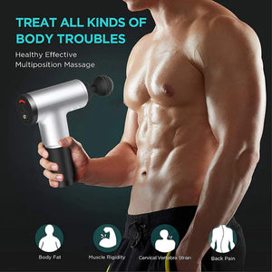 Multi-speed muscle relief gun in compact design for neck, back, and leg pain