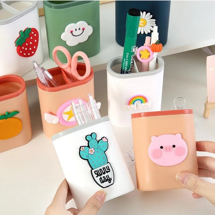 Plastic Desk Pen Stand (Random Design)