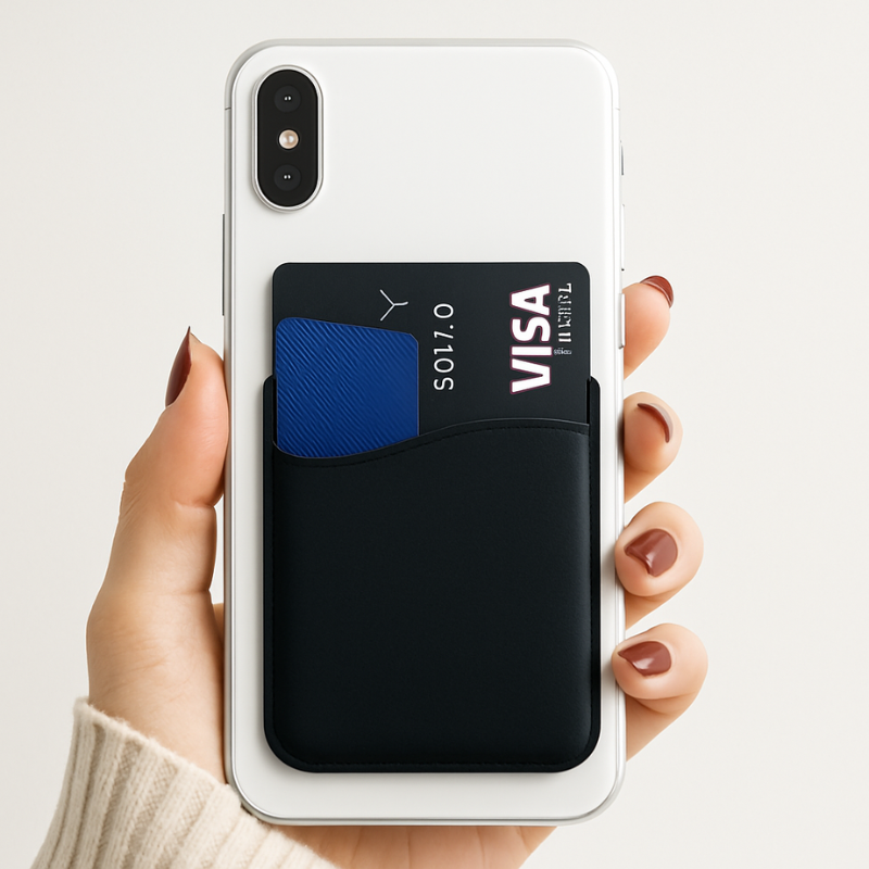 Stick-On Phone Wallet – Card Holder Pouch for Back of Mobile Case