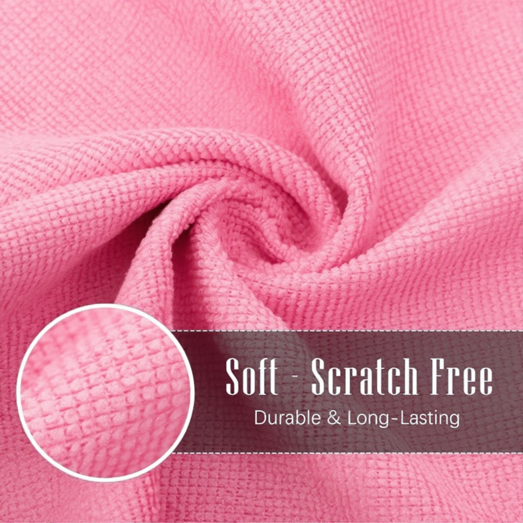 10 Pcs Super Absorbent Microfiber Dish Cloth – Reusable Cleaning Towels for Kitchen & Home(Pink Color)