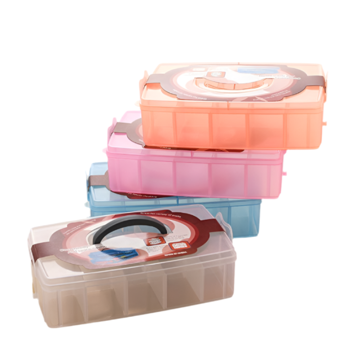 10 Grid Large Plastic Storage Organizer Box – Adjustable Divider Jewelry & Craft Storage Case for Beads, Rings, Earrings & More (Random color-Pack of 1 Pc)