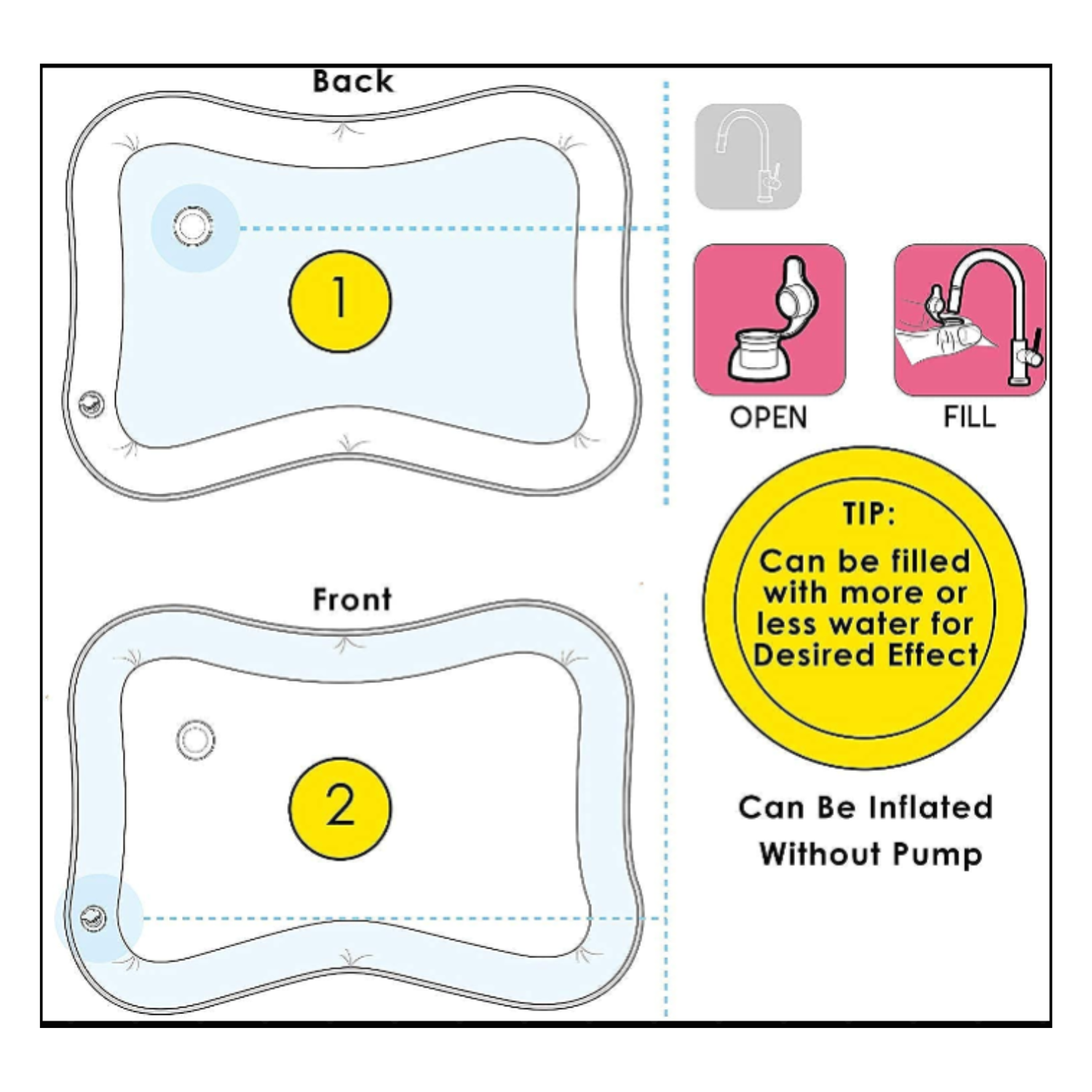 Baby Tummy Time Water Play Mat – Inflatable Infant Floor Cushion for Fun Sensory Activity & Motor Skill Development (Leak-Proof PVC, Foldable Design)