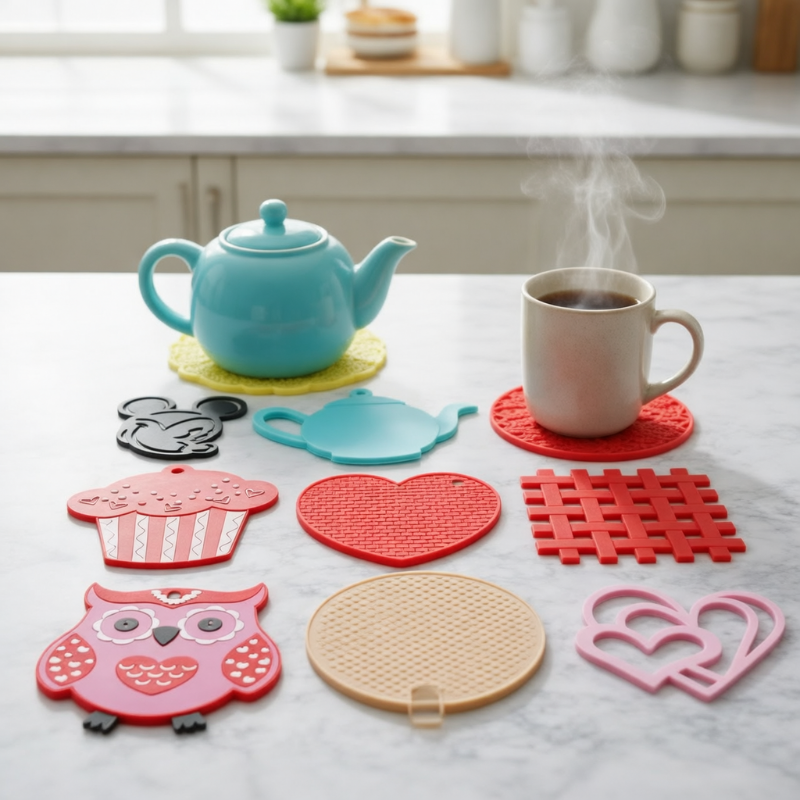 Heat Resistant Hot Mat – Kitchen Pot & Pan Holder Trivet (Random Design- Pack of 2)