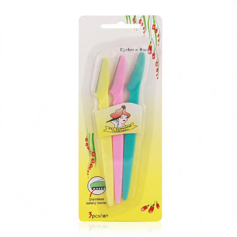 Reusable Eyebrow Touch Up Face Razor for Women – Facial Hair Removal Shaver for Upper Lip & Peach Fuzz (Set of 3)