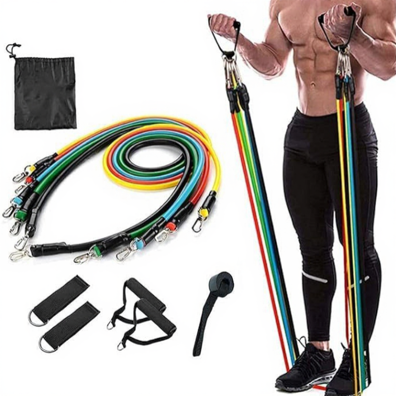 Gym Power Resistance Band Set for Workout & Exercise – Full Body Training Bands for Home Gym, Yoga & Fitness (Multi-Color Set)