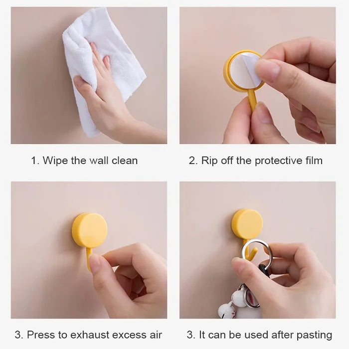 Wall Hooks Multi-Color Set – 10 Round Hooks for Home Organization, Self-Adhesive Wall Hangers for Keys, Towels, Kitchen & Bathroom