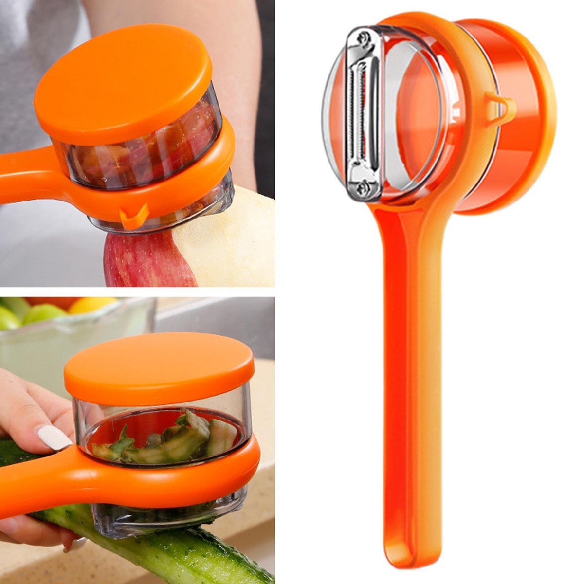 Peeler with Storage Box, Stainless Steel Multifunctional Fruit and Vegetable Peeler with Container ( Pack of 1 )