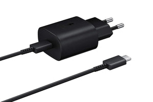 Samsung 15W Fast Charger Adapter displayed alongside USB Type-C cable