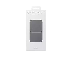Retail packaging of Samsung Super Fast Wireless Charger Duo