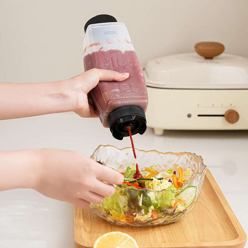 1 Pc Refillable Inverted Plastic Squeeze Sauce Bottle - Large Valve Dispenser Condiment Container for Sauces Ketchup Sour Cream (Random Colors)