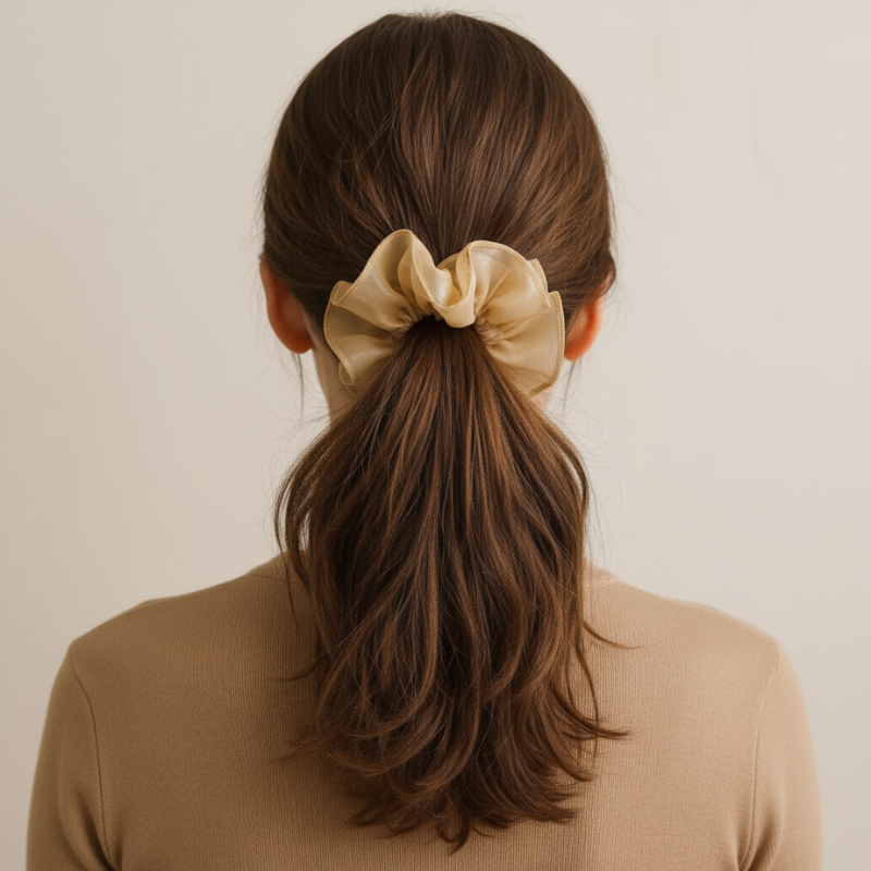 Ruffle Hair Scrunchies – Cute Hair Ties for Women & Girls | Stylish Ponytail & Bun Holder | Soft & Gentle Elastic Hair Bands (Random Color-Pack of 1)