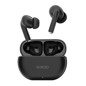 Front view of SHKOD AirLits1 Pro True Wireless Earbuds in Interstellar Black