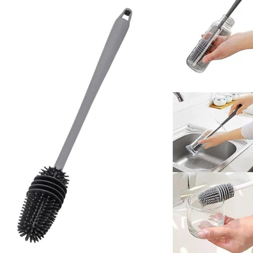 Silicone Bottle Cleaning Brush Long Handle for Baby Bottle, Water Bottle, Containers, Vase and Glass, Bottle Cleaner for Home and Kitchen Accessories