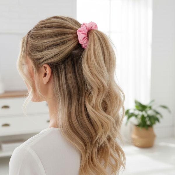 Large Satin Silk Scrunchie – 1 Pc Premium Hair Tie for Women (Random Colour)