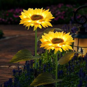 Solar-powered sunflower garden stake lights 2-pack for outdoor decoration