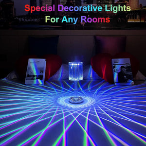 Sparkling LED crystal lamp for bedside or table lighting