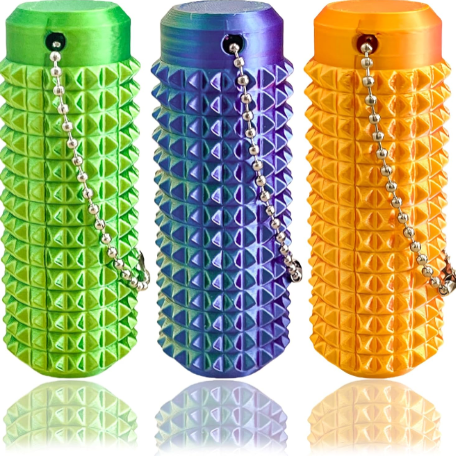Spiky Grippie Stim Keychain – Portable Anxiety & Stress Relief Fidget Tool for Adults (3D Printed Mini Key Pendant)(Random color-Pack of 1)