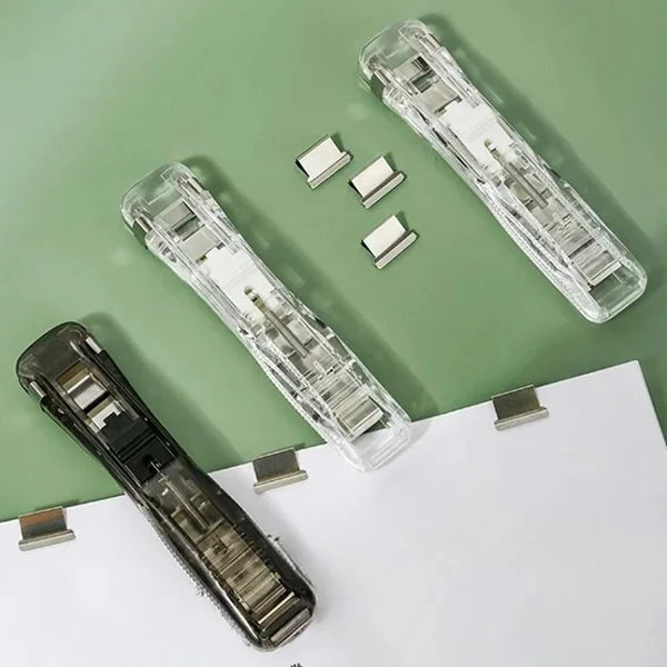 Seamless Stapler with 40 Clips – No-Pin Paper Binding Tool, Safe & Eco-Friendly Stapler for Home, School & Office