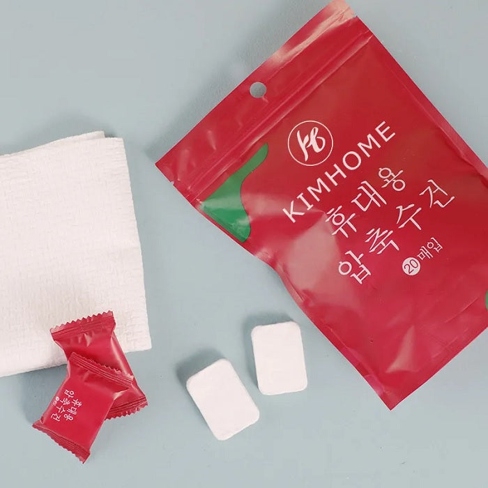 Travel Compressed Tissue Pack – 20 Pcs Pocket-Sized Disposable Towels (100% Natural Fiber)