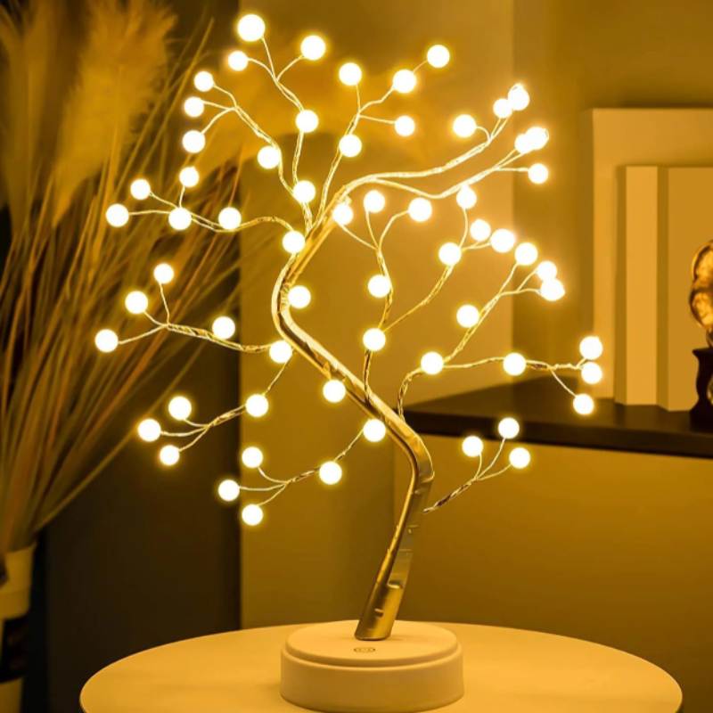 Touch Sensor Tree Decorative Lamp – USB & Battery Operated LED Night Light for Bedroom, Living Room & Festive Decor
