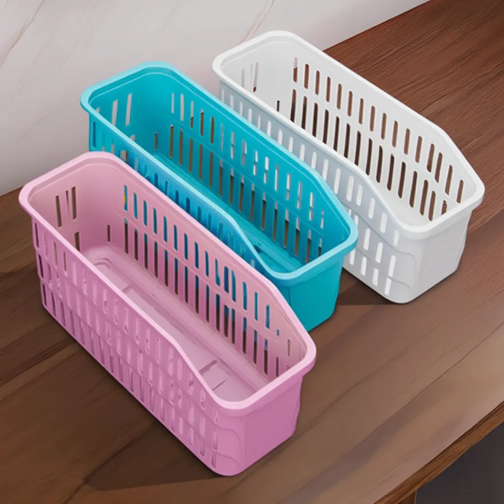 Navya Multipurpose Storage Basket – 4000ml Plastic Organizer Basket for Kitchen & Home Use (Random color-Pack of 3)