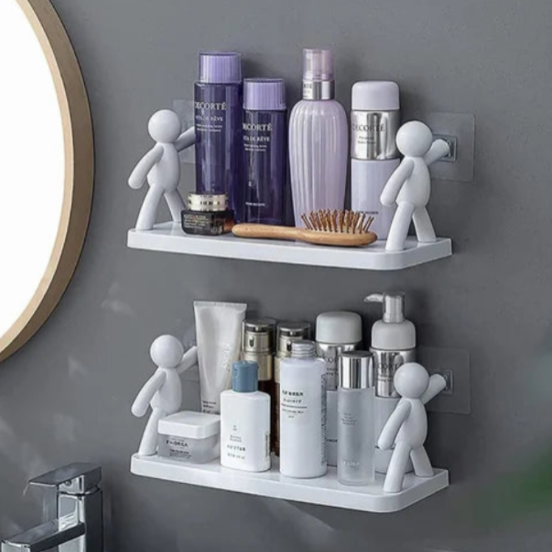 Self Adhesive Wall Mounted Bathroom Shelf – Plastic Wall Mount Shelf for Bath Accessories (Pack of 1)