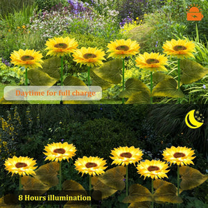 Yellow sunflower design solar garden lights for yard and landscape decor