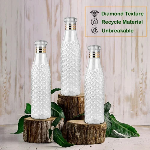 Transparent Premium Plastic Diamond Grip Water Bottle - 1 Ltr (Pack of 1)