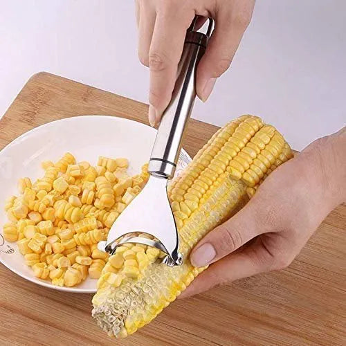 Stainless Steel Corn Peeler with Ergonomic Ultra Sharp Blades for Effortless Kernel Removal, Stripper Corn Remover Cutter Peeler ( Pack of 1 )