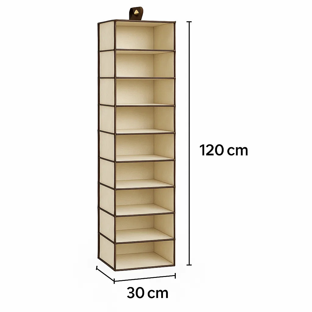 Zipper Closure 10 Pocket Multipurpose Hanger,Space-Saving Wall-Mounted Organizer with Clear Shelves for Closet & Wardrobe