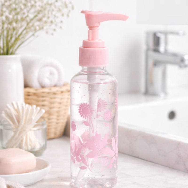 100 ml Refillable Travel Bottles with Pump & Safety Lock – Leak-Proof Plastic Dispensers for Lotion, Soap, Shampoo & Serum (Random color-Pack of 1)